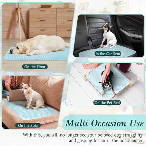 Upgraded Self-Cooling Dog Mat - Breathable Pet Cooling Pad for Dogs & Cats, Indoor & Outdoor Use, Washable Cooling Blanket for Comfort - size: M(29.5Lx18.9"W)