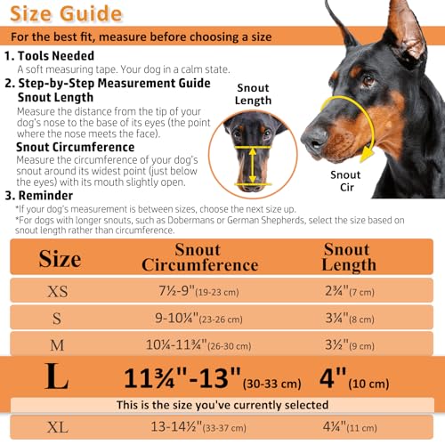 BARKLESS Dog Muzzle, Basket Muzzle for Biting, Chewing and Scavenging, Humane Cage Mouth Cover, Perfect for Grooming and Training Large Aggressive Reactive Dogs (L, Brown) - size: Large