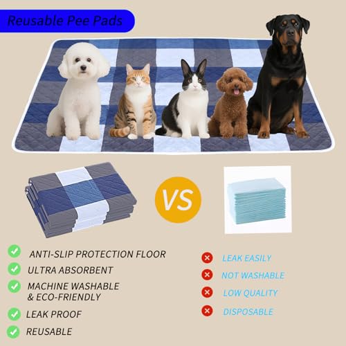Washable Pee Pads for Dogs with 4-Layer Integrated Waterproof Design, Reusable Super Absorbent Non-Slip Puppy Pads for Crate Training, Home Floor Protection , 40''×60'' - size: 40"×60“