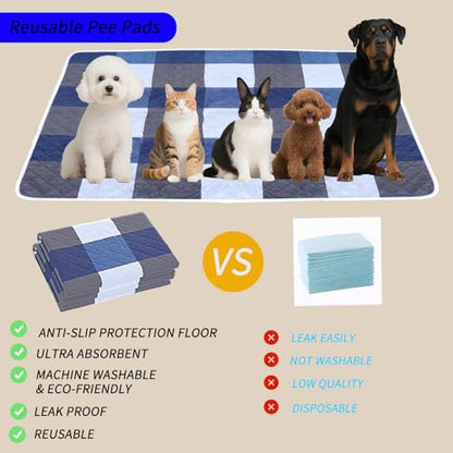 Washable Pee Pads for Dogs with 4-Layer Integrated Waterproof Design, Reusable Super Absorbent Non-Slip Puppy Pads for Crate Training, Home Floor Protection , 40''×60'' - size: 40"×60“