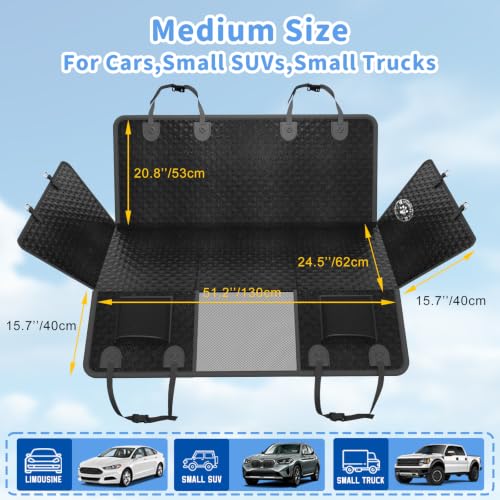 Dog Car Seat Cover for Back Seat,Upgraded PU Leather Dog Seat Cover with Hard Bottom Back Seat,Non-Slip Backseat Cover for Dogs with Mesh Window & Side Flap, Dog Hammock for Car, SUV, Small Trucks - size: For Car/SUV/Small Truck