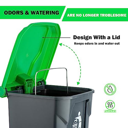 MXF Pooper Scooper Set - 28" Dog Pooper Scooper & Long Handle Stainless Metal Tray&Rake, 15 Litre Step Dog Poop Trash Can w/Removable Inner Bucket, 20 Waste Bags for Outdoors