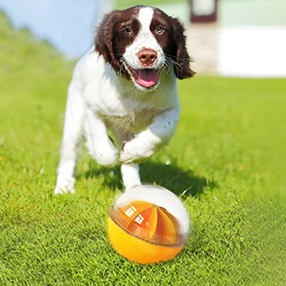 Dog Treat Ball, Interactive Squeaky Mental Stimulation Toys, Slow Feeder Puzzle Toys for Medium/Large Dog Breeds - color: orange