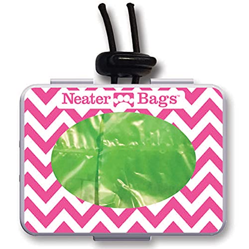 Neater Pet Brands Neater Bags Dog Waste Bag, No Rolls - Dog Poop Bags Dispense One at a Time, Doggie Poop Bag with Easy-Tie Handles, Dispenser Attaches to Any Leash (210 Count, Pink Chevron) - size: 210 Bags + Pink Dispenser