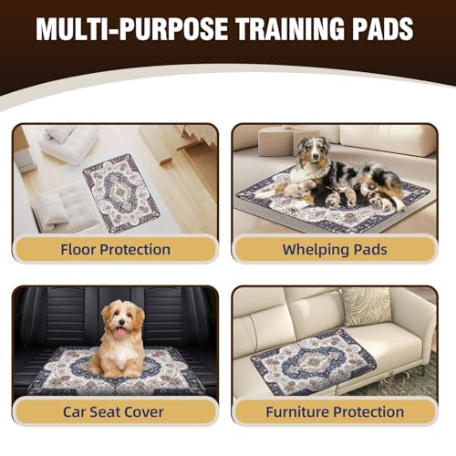 DEEP DEAR Washable Pee Pads for Dogs 65"x48" 1 Pack, Reusable Dog Pee Pads Extra Large, Super Absorbent Puppy Pads XXL, Waterproof & Leak-Proof Dog Potty Training Pads, Non-Slip Pet Incontinence Pads - color: Classic Brown
