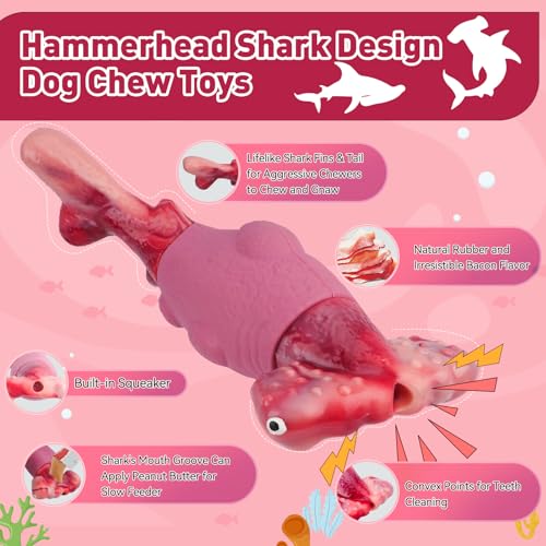BIKIISEN Dog Toys for Aggressive Chewers, Interactive Dog Chew Toy for Large Dogs, Indestructible Squeaky Toys to Keep Them Busy, Tough Toy for Medium/Large Breed Dogs Pink - color: Pink