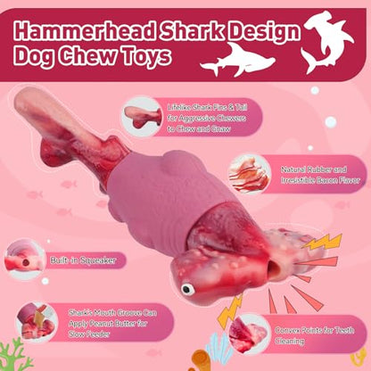 BIKIISEN Dog Toys for Aggressive Chewers, Interactive Dog Chew Toy for Large Dogs, Indestructible Squeaky Toys to Keep Them Busy, Tough Toy for Medium/Large Breed Dogs Pink - color: Pink