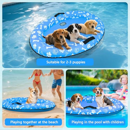 59'' x 39''Inflatable Dogs Pool Float with Rope - Tear Resistant Oxford Stable Support Puppy Floating Raft,Inflatable Summer Doggies Raft Toy for Small Medium Large Dogs Up to 88lb (Blue) - color: BlueBlue
