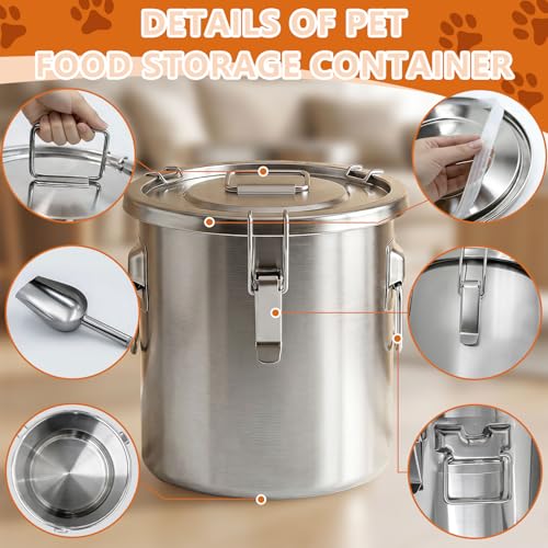 10LB Stainless Steel Dog Food Storage Container with Lid & Scoop, Large Dog Food Storage Container for Dry Pet Food, Metal Dog Food Container, Pet Food Storage Container for Kibble - size: 10LB
