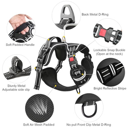 Timos Dog Harness, 3 Snap Buckles No-Pull Soft Padded Dog Vest with 2 Metal Leash Clips, Adjustable Reflective No Choke Pet Harness with Easy Control Handle for Small Dogs,Black,S - color: Lock-Black, size: Small (Pack of 1)