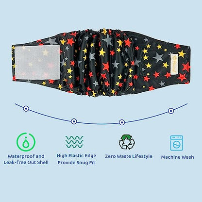 Reusable Dog Diapers Male High Absorbing Belly Band for Male Dogs Washable Dog Belly Band with Cute Patterns 5packs (XL, 18” - 21” Waist) - size: X-Large (18" to 21")
