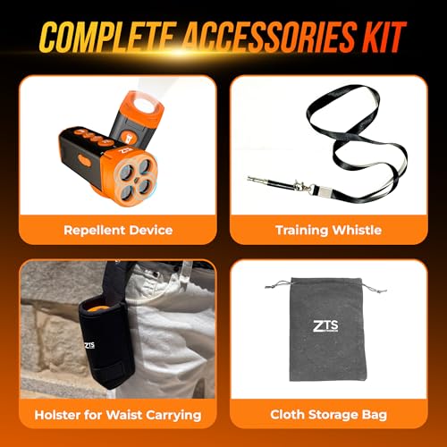 Dog Bark Deterrent Device Ultrasonic Anti Barking Device for Dogs with Flashlight Beep 35ft Range USB-C Rechargeable Humane Bark Control Training Tool for All Breeds with Whistle Belt Clip & Bag