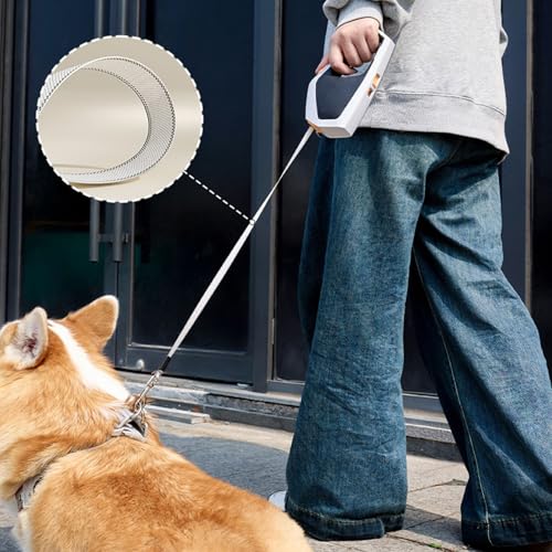 Yosoo Health Gear Retractable Dog Leash, 5m Nylon Rope Pet Leash with One Handed Brake, Pause, Lock for Outdoor Walking and Training (Grey Black) - color: Grey Black