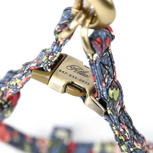 Angie and Allie Organic Cotton Personalized Step in Dog Harness,Custom Dog Halter Vests,Adjustable No Pull Canine Halter Harness for Small Medium Large Dogs - color: Bouquet Grey, size: XS
