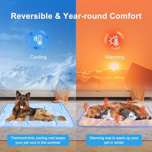 MH MYLUNE HOME Dog Cooling Mat 48x28 Inch - Double-Sided Cooling & Warm, Cool-Chill Cool Fiber, Endothermic Color Changing Pet Pad for Large Dogs, Foldable & Washable Summer Blanket - size: 48.0" Large x 28.0" W x 0.5" Th