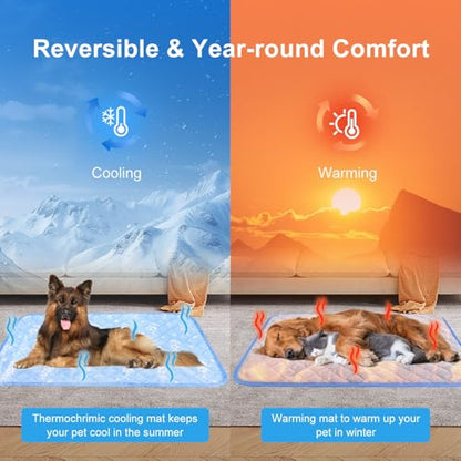 MH MYLUNE HOME Dog Cooling Mat 59" x 40" Cool-Chill Cool Fiber & Endothermic Color Changing Double-Sided Cooling & Warm Dog Mat, Foldable Washable Summer Pet Blanket - size: 59.0" Extra Large x 40.0" W x 0.5" Th
