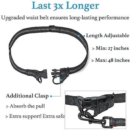 iYoShop Retractable Hands Free Dog Leash - Dual Handle Bungee Waist Leash for Small, Medium and Large Dogs (Small, 8-25 lbs, Black) - size: Small