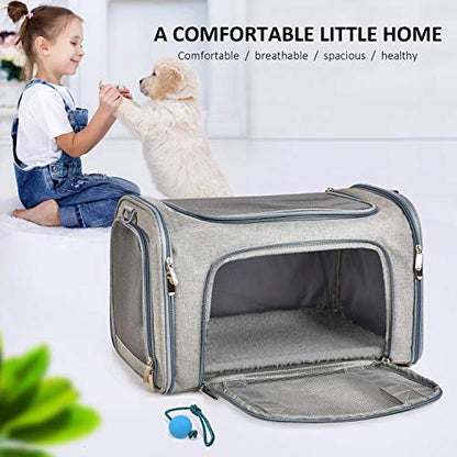 Henkelion Large Cat Carriers Dog Carrier Pet Carrier for Cats Dogs Puppies up to 25Lbs, Big Dog Carrier Soft Sided, Travel Puppy Carrier - Large - Grey - color: Grey, size: 20.0"L x 13.0"W x 13.0"H