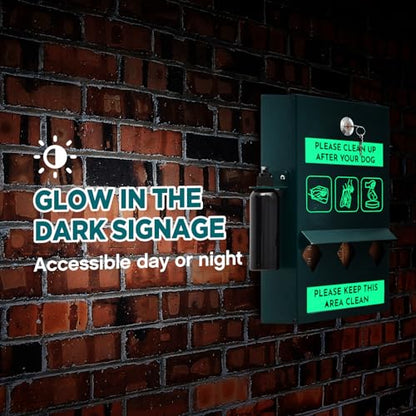 Abbylike 1 Set Outdoor Dog Bag Storage Dispenser with Bags and Hand Sanitizer Bottle Green Poop Station Wall Mounted Dog Waste Container for Pet Waste Wall Home Porch Lawn Yard Fence