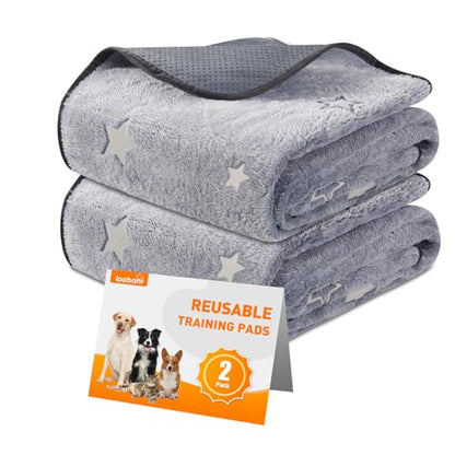 LOOBANI Washable Pee Pads for Dogs, Fast Absorption Reusable Puppy Pads, Waterproof Whelping Mats, Non Slip Training Pet Playpen Mat for Floor, Dog Crate, Grey, 2 Pack 48 x 48 in - size: 48x48 in(2 Pack)