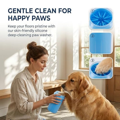 Portable Soft Silicone Pet Paw Cleaner,Dog Foot Washer Cup for Small & Medium Breeds,Portable Pet Cleaner Tool Blue