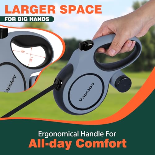 Retractable Dog Leash, 16ft Heavy Duty Retractable Pet Leash with Poop Bag Holder, 360° Tangle-Free for Small Medium Large Dogs Up to 66lbs, Anti-Slip Handle, One-Handed Brake Pause Lock（Gray） - color: Gray, size: 16ft up to 66lbs