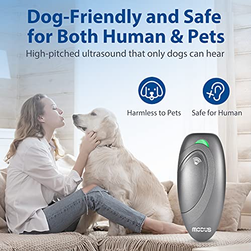MODUS Dog Barking Control Devices 3 Modes Ultrasonic Dog Training and Anti-Barking Device Rechargeable Dog Barking Deterrent Devices.Alternative to Anti bark collar,Barking Silencer Indoor and Outdoor - color: Grey Dog Barking Deterrent Devices