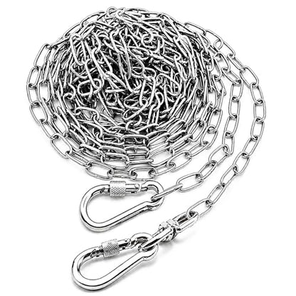 25ft Heavy Duty Dog Tie-Out Chain for Outside - Chew Proof Metal Leash with Strong Hook and Lockable Snap, Outdoor Dog Runner Lead for Small Medium Large Dogs up to 200lbs for Yard