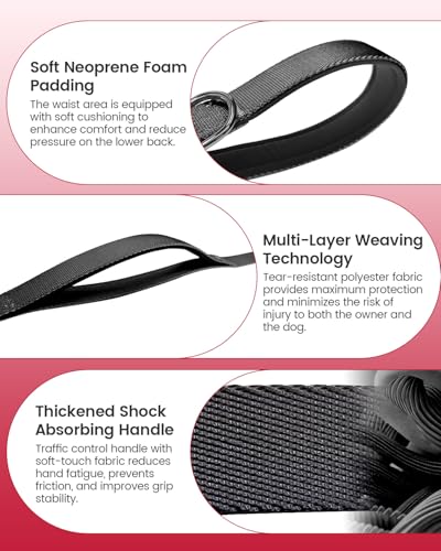 Hands Free Dog Leash, 5.1-8.9Ft Crossbody Long Leash, Waist Dog Belt for Small & Medium Dogs, City Walking & Running Outdoor Hiking &Travel etc. (Black) - color: Black
