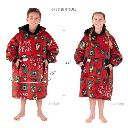 LazyOne Oversized Kid Blanket Hoodie, Oversized Hoodies for Girls and Boys, Wearable Blankets - color: Don't Wake the Bear Kid Blanket Hoodie