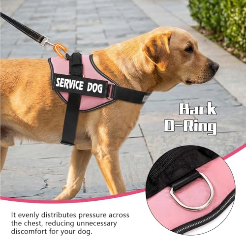 MUMUPET Service Dog Vest, No Pull Reflective Adjustable Harness with Handle, Soft Breathable Padding for Small Dogs, 2 Removable Velcro Patches (Pink, S) - color: Pink, size: Small