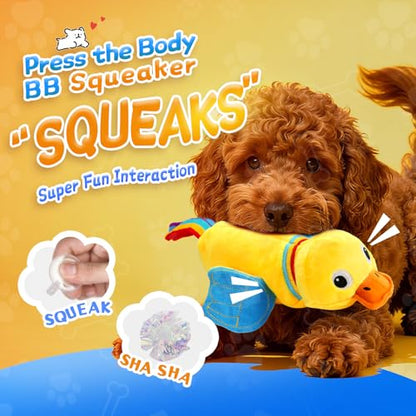 lilfrd Duck Dog Toy, Crinkle Squeaky Plush Interactive Chew Toy for Dogs | Lets pups fill quiet days with fun sound play. Ideal daily toy for small, medium and large dogs. - style: Duck
