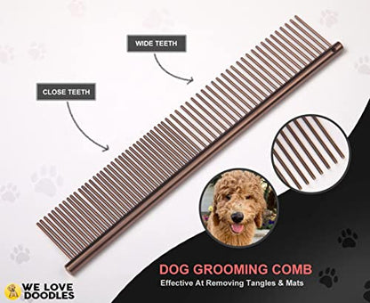 Dog Grooming Scissors Kit - Best Tools for Goldendoodles & Poodles - Straight, Curved & Thinning Shears - Professional Grade Stainless Steel, 4 Pc Set [We Love Doodles] - size: Medium