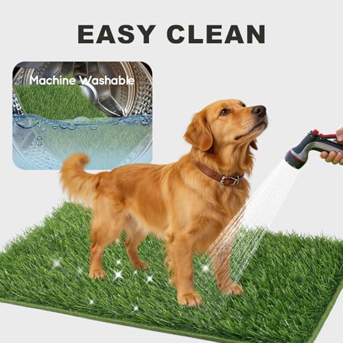 HQ4US 4LEGS Dog Grass Pad with Tray Foldable Dog Litter Box High Walls, Odor Free Artificial Grass for Dogs Potty, Pee Pad Holder, Seamless, No Assembly, Waterproof, Easy Clean, Portable for Travel - size: X-Large for Dog＜ 38" Length