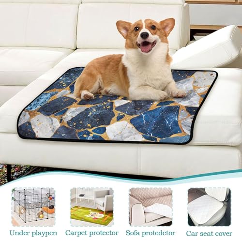 Qilmy Blue Marble Pet Mat, Waterproof Reusable Dog Training Pad Anti-Slip Pet Creat Pad for Small Medium Large Dogs and Cats - size: Smallx3