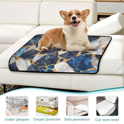 Qilmy Blue Marble Pet Mat, Waterproof Reusable Dog Training Pad Anti-Slip Pet Creat Pad for Small Medium Large Dogs and Cats - size: Smallx3