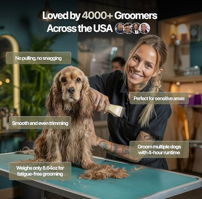 Hornet 5-in-1 Professional Pet Grooming Clipper for Dogs & Cats, Low Noise, Precision Trimmer for Trimming, Shaping & Styling - color: Grey