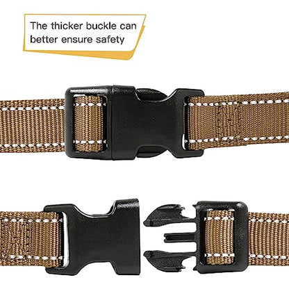 HEELE Dog Collar, Reflective Dog Collar, Soft Neoprene Padded Breathable Nylon Pet Collar Adjustable for Small Dogs, Khaki, S(10.23-14.96") - color: Khaki, size: Small (10.23-14.96")