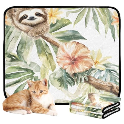 Qilmy Sloth Pet Mat, Waterproof Reusable Dog Training Pad Anti-Slip Pet Creat Pad for Small Medium Large Dogs and Cats - size: Medium+Large