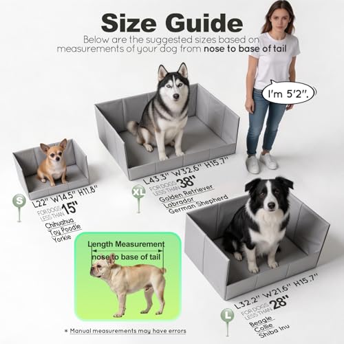 HQ4US 4LEGS Dog Grass Pad with Tray Foldable Dog Litter Box High Walls, Odor Free Artificial Grass for Dogs Potty, Pee Pad Holder, Seamless, No Assembly, Waterproof, Easy Clean, Portable for Travel - size: Large for Dog＜ 28" Length