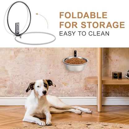 Elevated Dog Bowl and Water Dish Wall Mounted Raised Pet Feeder 8-inch for Large Dogs and Puppies Sturdy Raised Feeding Station