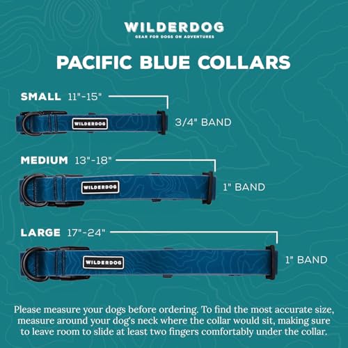 Wilderdog Waterproof Dog Collar - Repels Water & Dirt - Large 17"-24" - Pacific Blue - color: Pacific Blue, size: Large