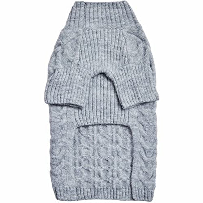 Blueberry Pet Classic Fuzzy Textured Knit Pullover Turtle-Neck Dog Sweater in Heather Grey, Back Length 10", Pack of 1 Clothes for Dogs - color: Heather Grey, Turtle-neck, size: 10 inch