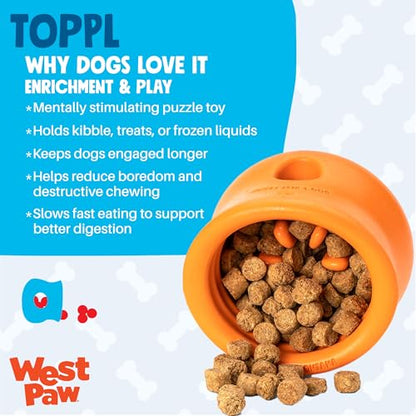 WEST PAW Zogoflex Toppl Interactive Treat Dispensing Puzzle Dog Toy for Mental Stimulation & Enrichment-Holds Kibble & Treats-Lickable, Freezable & Dishwasher Safe-Made in USA-XL-Sunflower Yellow - color: Sunflower, size: X-Large