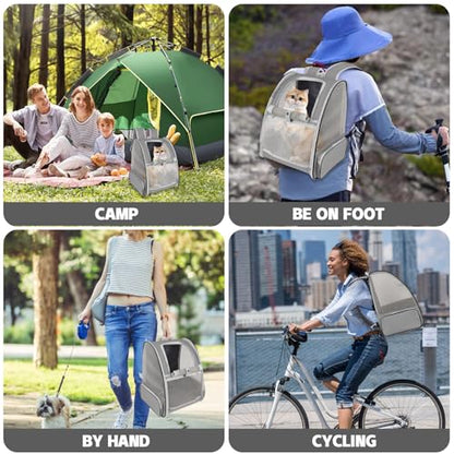 Cat Backpack Carrier,Pet Carrier Airline Approved for Small Dog Cat Puppy Kitten Bunny,Ventilated Mesh Design Animal Backpack for Hiking Camping Travel Bag (Light Grey) - color: Light Grey