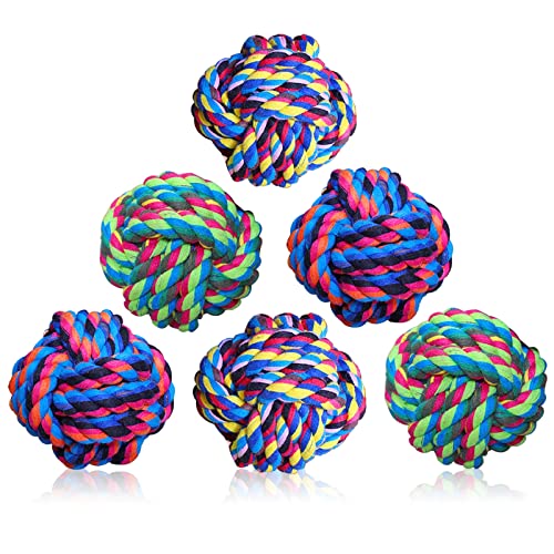 Pet Chew Toy, Knots Weave Cotton Rope, Biting Small Ball for Dogs & Cats, 6 in One Pack - style: 6 Pack