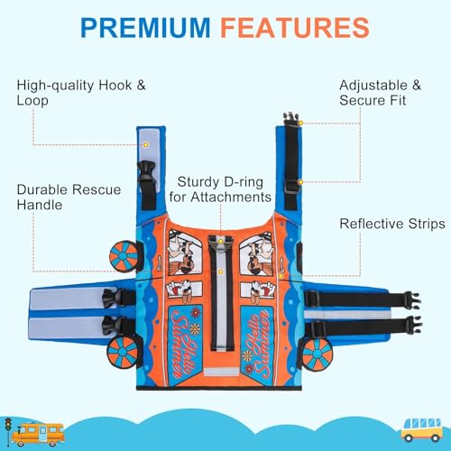 BEAUTYZOO Small Dog Life Jacket, High Flotation Dog Life Vest for Swimming & Boating with Rescue Handle Reflective Stripes,Adjustable Ripstop Dogs Lifejacket for Small Medium Dogs Puppy,Orange Car M - size: Medium(Chest Girth: 19"-24")
