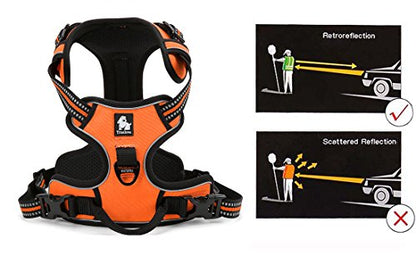 JUXZH Truelove No Pull Dog Harness with Easy Control Handle and 2 Leash Attachments,Reflective Adjustable Pet Vest - color: Orange, size: Small (Pack of 1)