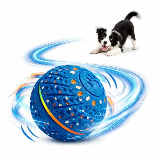 Interactive Dog Ball Toy for Small Medium Dogs – Automatic Rolling, Bouncing & Moving Dog Toy with LED Lights, 2-in-1 Fetch Toy, Durable E-TPU, USB Rechargeable (2.8” Blue) - color: Blue, size: Medium (2.8" / 70mm) – 019