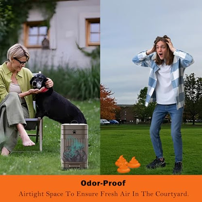 Dog Poop Trash Can Outside, 5L/1.3Gal Metal Dog Waste Trash Can with Lid, Foot Pedal, Pet Waste Container with 40 Bags, Poop Bucket with Lid Soft Close for Pet, Brown - size: 5L Brown Trash Can